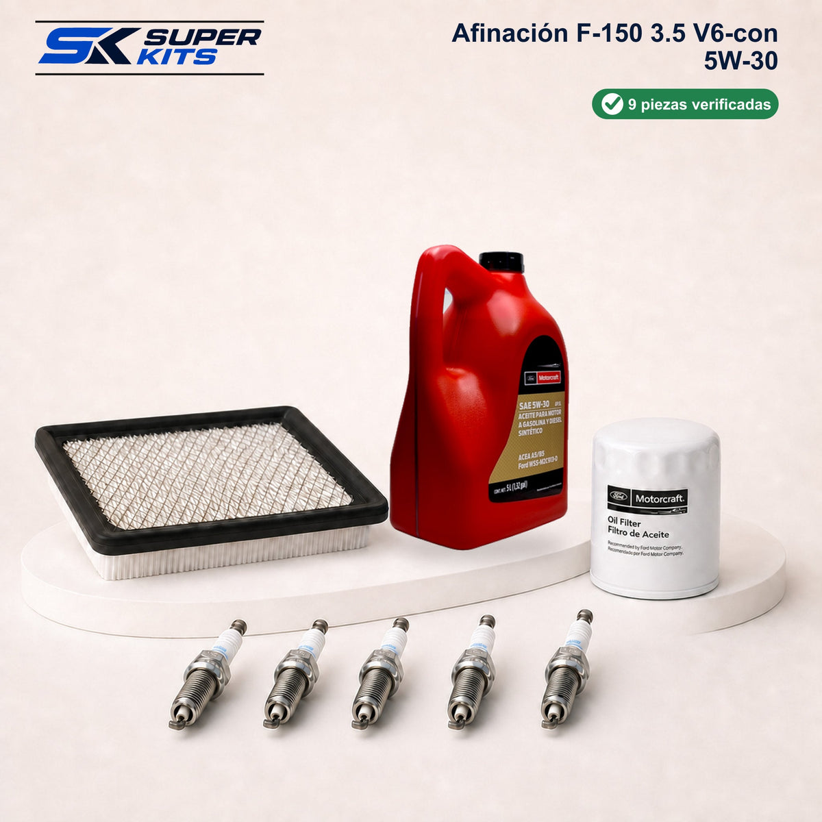 Kit AFINACION F150 3.5 V6-CON 5W30 — contenido del kit con aceite Motorcraft para México