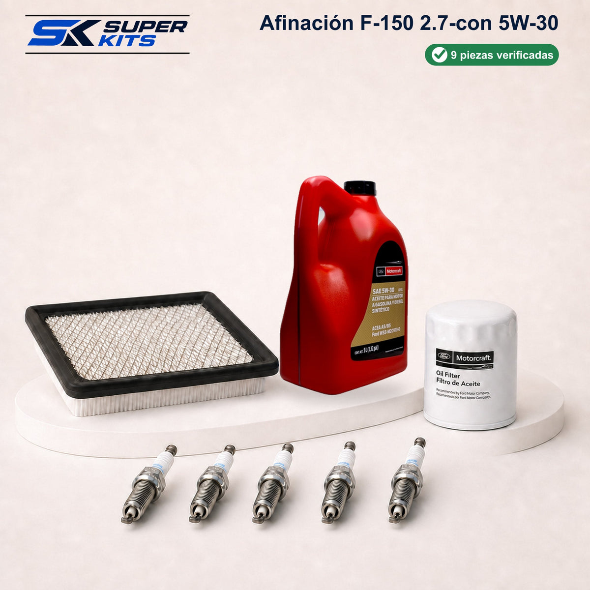Kit AFINACION F150 2.7-CON 5W30 — contenido del kit con aceite Motorcraft para México