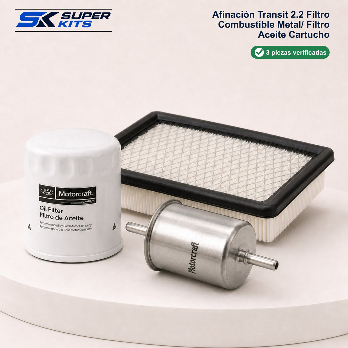 Kit AFINACION TRANSIT 2.2 FILTRO COMBUSTIBLE METAL/ FILTRO ACEITE CARTUCHO - TRANSIT 2006-2014 — contenido del kit